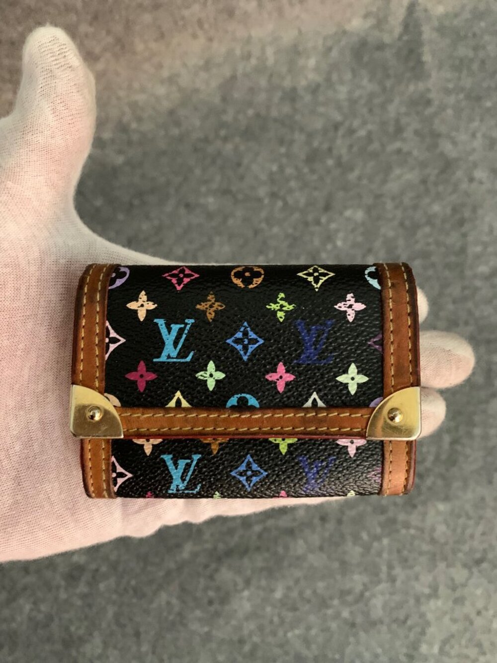 Louis Vuitton Black Monogram Multicolor Porte-Monnaie Plat Wallet Coin Purse - Picture 3 of 14